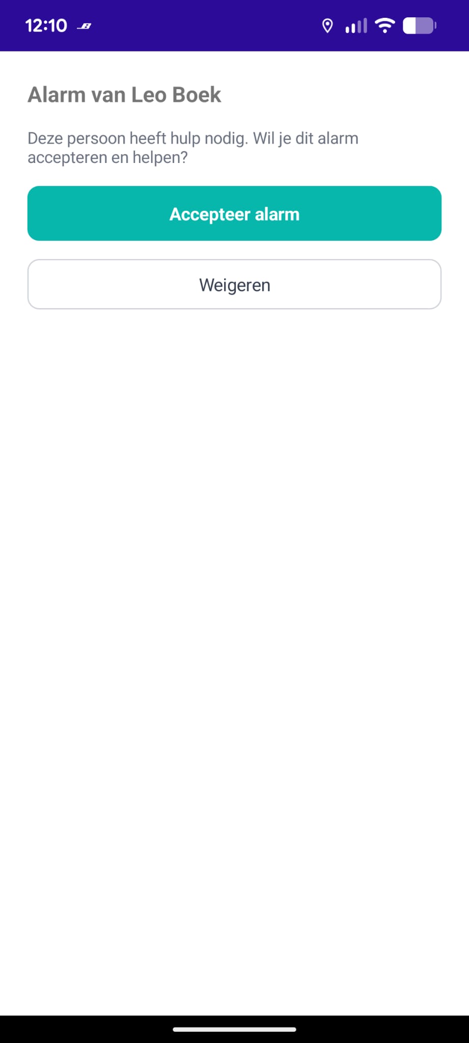 Alarm accepteren door helper