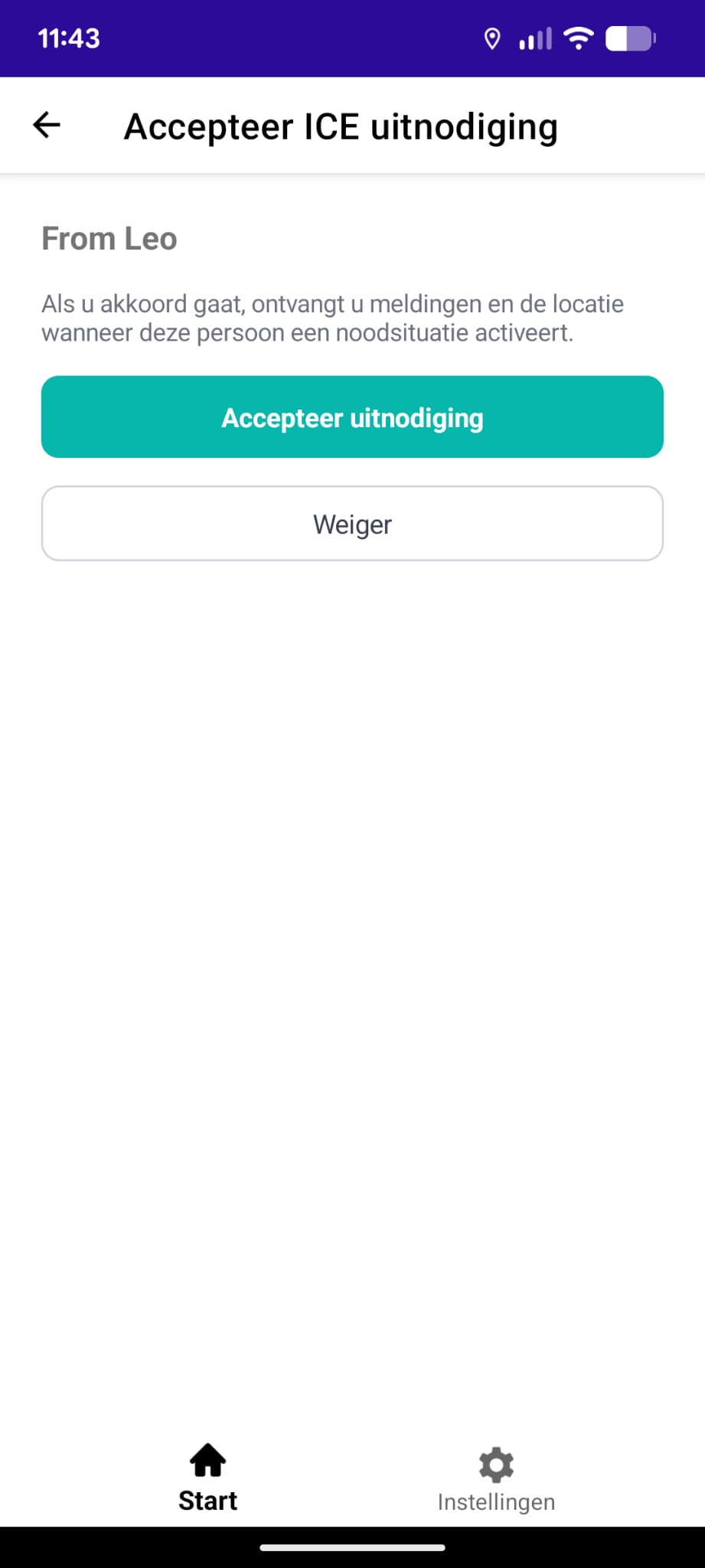 ICE uitnodiging accepteren