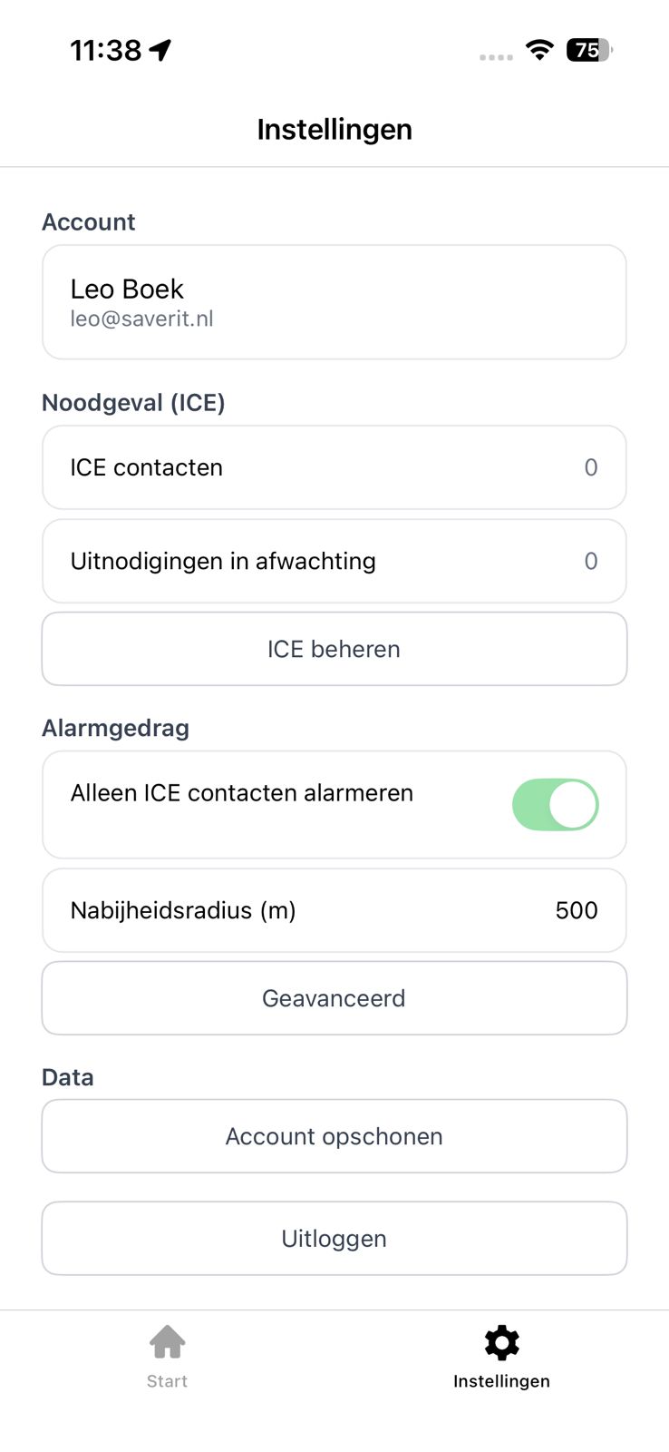 Instellingen overzicht
